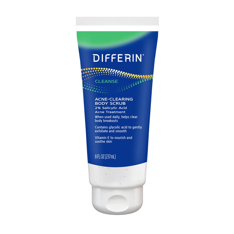 Differin Body Scrub with Salicylic Acid Acne Clearing Improves Tone and Texture Prone Skin on Back Shoulders and Chest, 8 Oz (Packaging May Vary) - Image 1