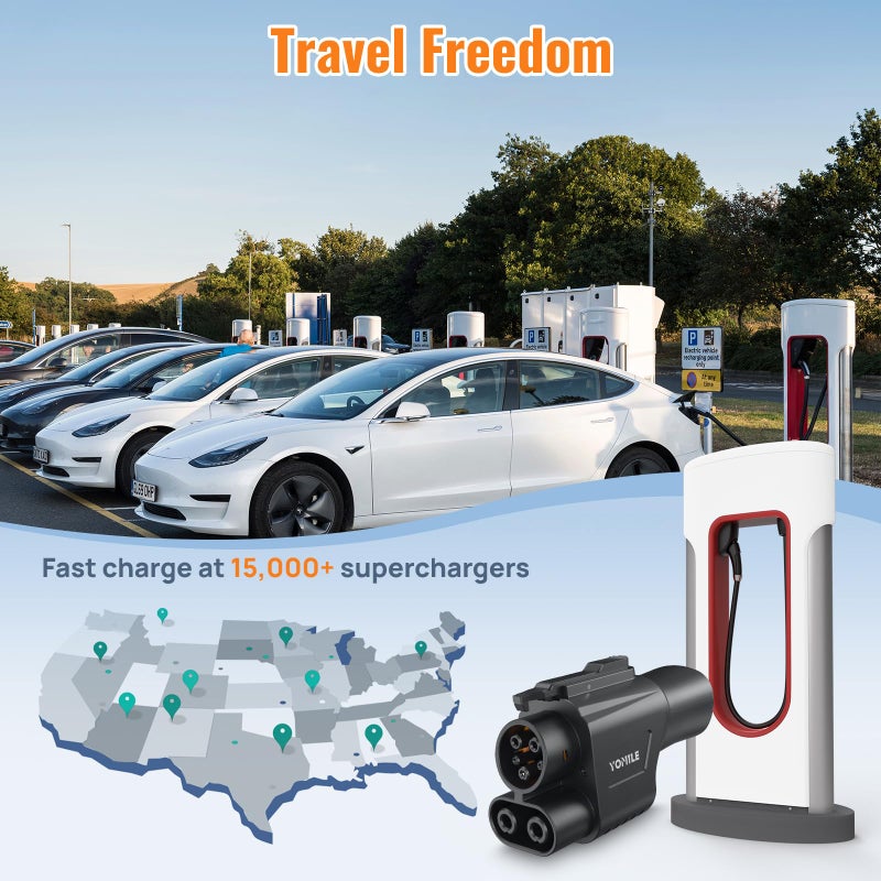 Yomile محول شحن CCS1 المحدث لعام 2025 لتسلا سوبر تشارجر بحد أقصى 500A، 1000V - شحن سريع محول NACS إلى CCS متوافق مع تسلا سوبر تشارجر [تحقق مع صانع سيارتك للتوافق] - Image 4