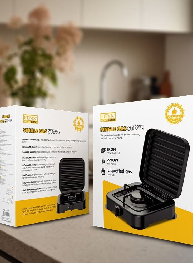 Denx Single Gas Stove | High Efficiency Single Burner Gas Stove for Kitchen | Durable Metal Body, Fast Heating, Easy Ignition, Compact & Portable Cooking Stove - Image 2