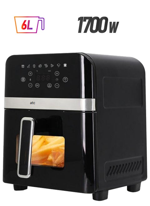 Electric Air Fryer Automatic 6 L 1700W H-AF040D Black with light inside
