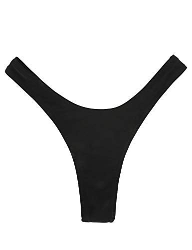 RELLECIGA Women's Black High Cut Thong Bikini Bottom Size Medium - Image 5