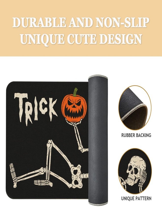 Roszwtit Halloween Skull Door Mat 30 X 17 Inch Trick or Treat Doormat Indoor Outdoor Entrance Floor Mat Non Slip Halloween Decor Rubber Welcome Mats - Image 2
