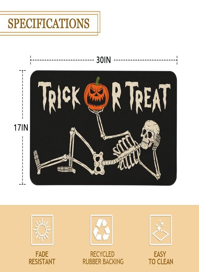 Roszwtit Halloween Skull Door Mat 30 X 17 Inch Trick or Treat Doormat Indoor Outdoor Entrance Floor Mat Non Slip Halloween Decor Rubber Welcome Mats - Image 4