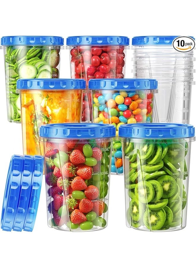 Arabest Pack of 10 33-ounce freezer storage containers, plastic food storage containers with twist-off lids, stackable BPA-free soup containers - Image 1