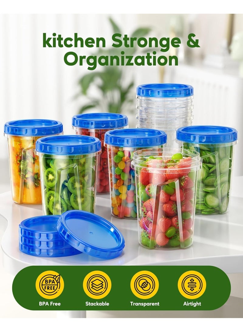 Arabest Pack of 10 33-ounce freezer storage containers, plastic food storage containers with twist-off lids, stackable BPA-free soup containers - Image 3