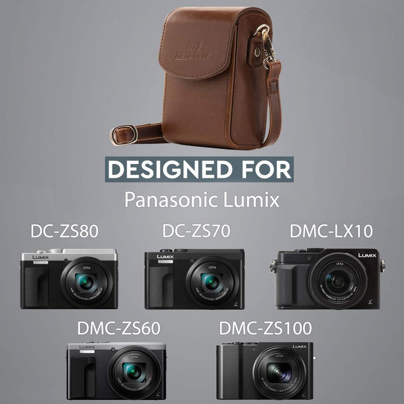 Megagear MG701MegaGear Leather Camera Case with Strap compatible with Panasonic Lumix DC-ZS80, DC-ZS70, DMC-LX10, DMC-ZS60, DMC-ZS100, Dark Brown - Image 5