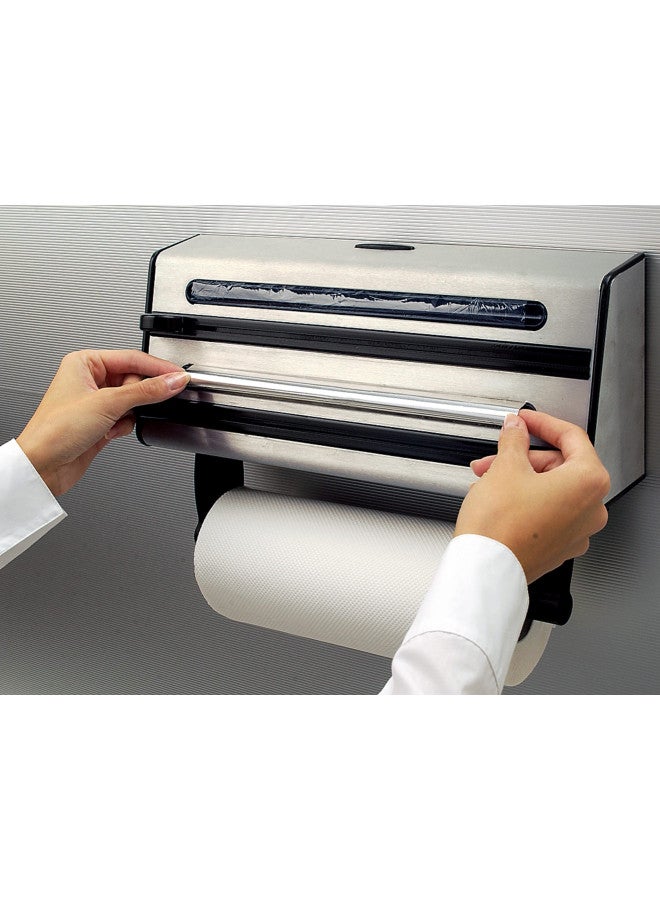 Emsa Triple Roll Dispenser "Contura" of Stainless Steel, Silver/Black - Image 2