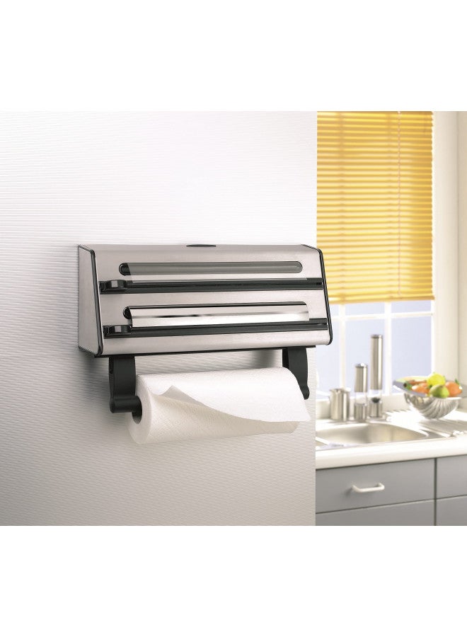 Emsa Triple Roll Dispenser "Contura" of Stainless Steel, Silver/Black - Image 1