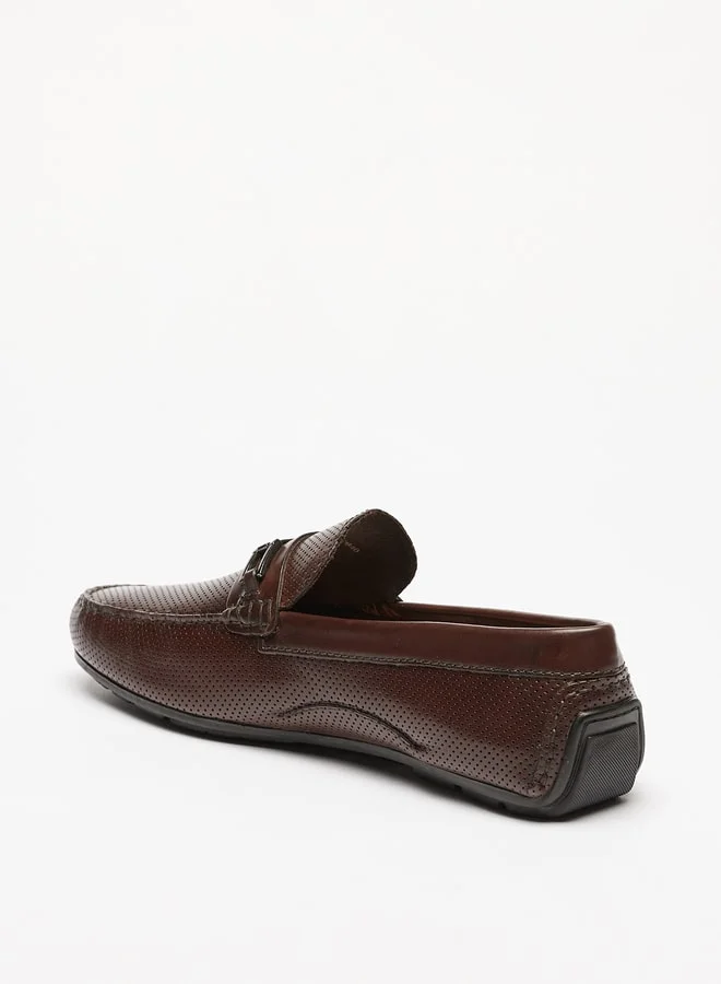 LBL by Shoexpress Men Perforated Slip-On Loafers with Metallic Accent