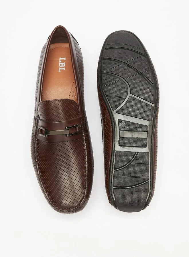 LBL by Shoexpress Men Perforated Slip-On Loafers with Metallic Accent