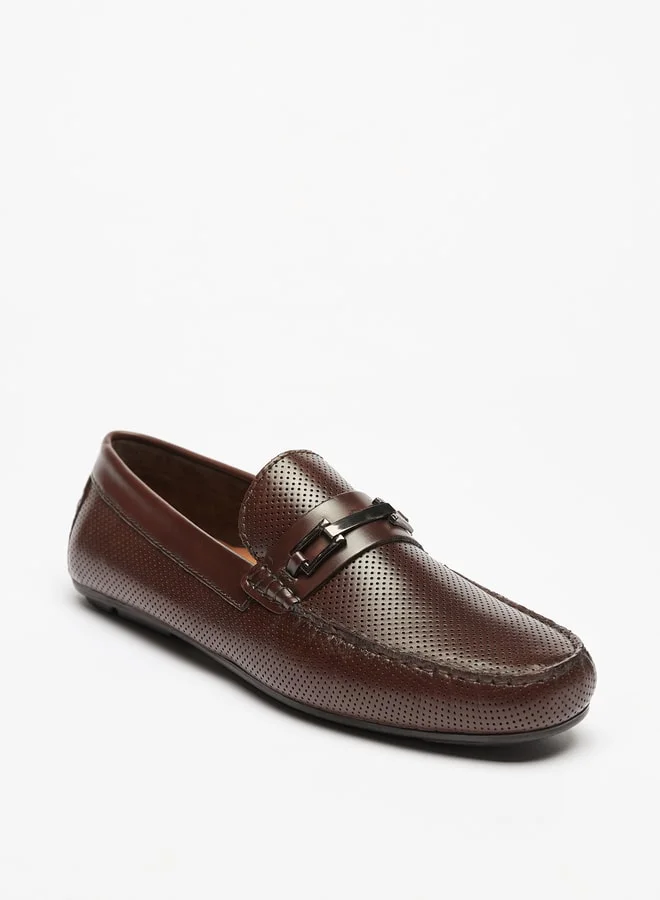 LBL by Shoexpress Men Perforated Slip-On Loafers with Metallic Accent