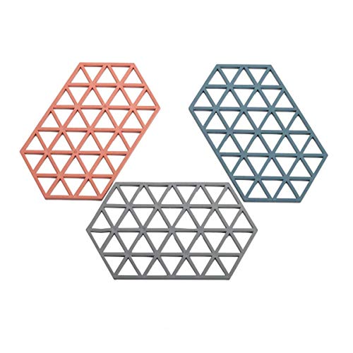 KPNG Silicone Trivet Mats Hot Pads Heat Resistant Bowl Mats Dish Mats Drink Coasters Non-Slip Pot Holders for Home Kitchen Dining Table Decoration (3 Piece Large Triangle) - Image 1