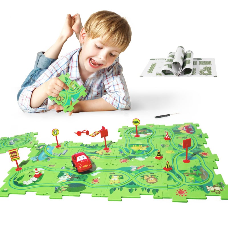 YOOYID New Plastic Puzzles for Kids Ages 35 with A Cute Vehicle Toddler Puzzles Gift Critical Thinking Educational Toys Toys for 3 4 5 6 Year Old Boys Girls Fun Race Car Track Montessori Toys for Kids - Image 3