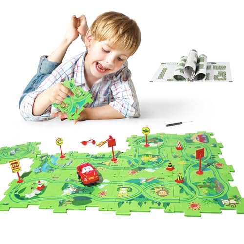 YOOYID New Plastic Puzzles for Kids Ages 35 with A Cute Vehicle Toddler Puzzles Gift Critical Thinking Educational Toys Toys for 3 4 5 6 Year Old Boys Girls Fun Race Car Track Montessori Toys for Kids - Image 1