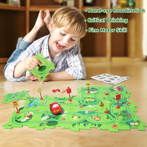 YOOYID New Plastic Puzzles for Kids Ages 35 with A Cute Vehicle Toddler Puzzles Gift Critical Thinking Educational Toys Toys for 3 4 5 6 Year Old Boys Girls Fun Race Car Track Montessori Toys for Kids - Image 5