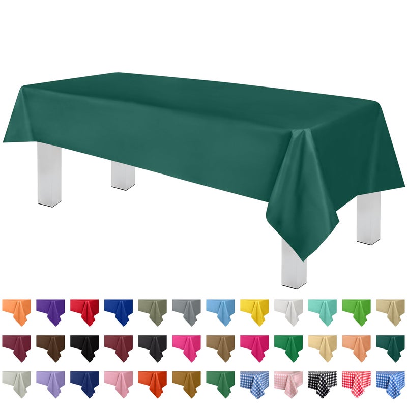 Grandipity 12 Pack Premium Disposable Plastic Tablecloth 54 Inch x 108 Inch Decorative Rectangle Table Cover  Dark Green