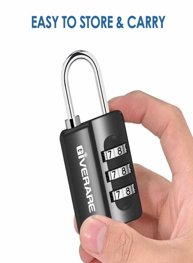 GIVERARE 4 Pack Combination Lock, 3-Digit Padlock Keyless, Resettable Luggage Locks for Backpack, Gym & School & Employee Locker, Weatherproof Travel Lock for Fence, Backyard Gate, Hasp, Case-Black - Image 3