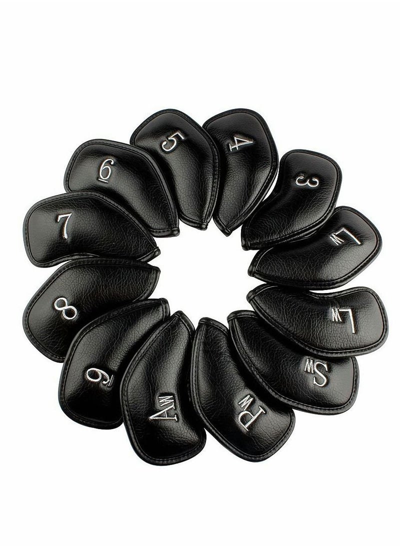 SYOSI - 12 Pcs Golf Club Covers, Leather Golf Iron Head Covers Set for Men Women Fit All Brands - Image 1