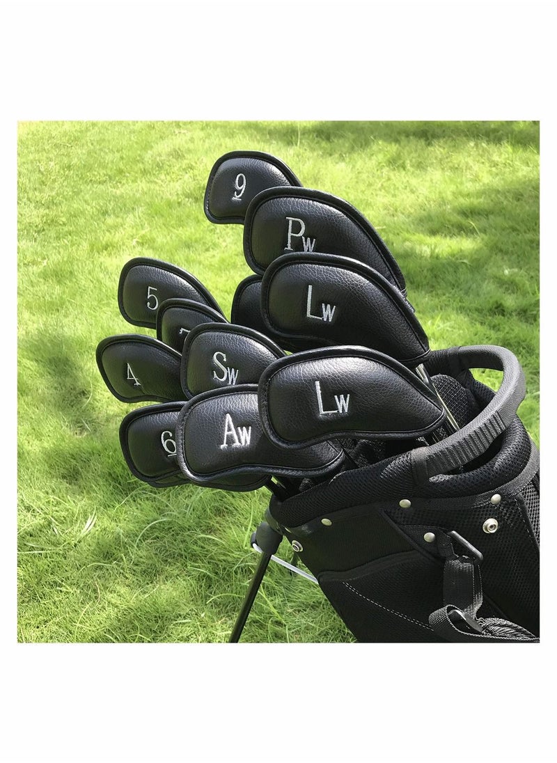 SYOSI - 12 Pcs Golf Club Covers, Leather Golf Iron Head Covers Set for Men Women Fit All Brands - Image 1