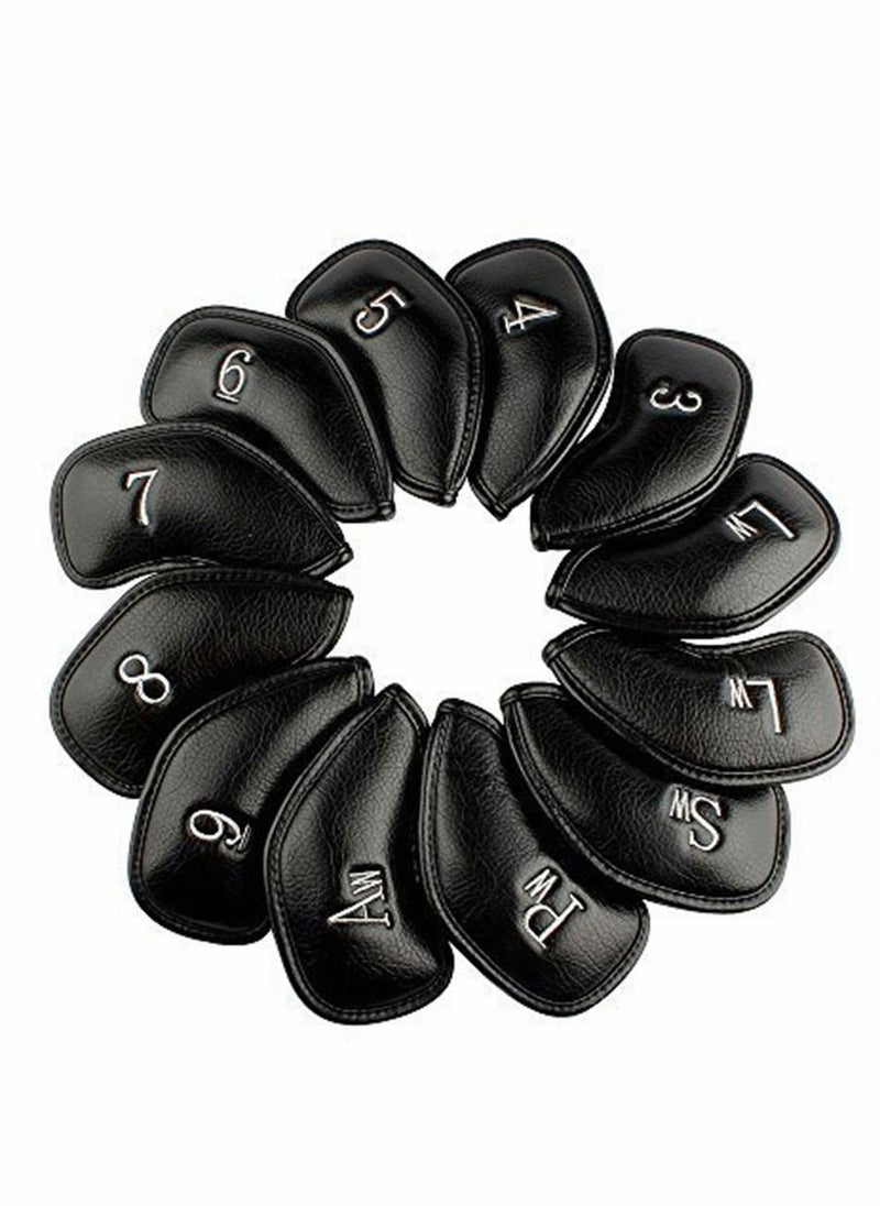 SYOSI - 12 Pcs Golf Club Covers, Leather Golf Iron Head Covers Set for Men Women Fit All Brands - Image 1