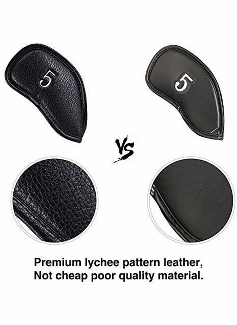 SYOSI - 12 Pcs Golf Club Covers, Leather Golf Iron Head Covers Set for Men Women Fit All Brands - Image 1