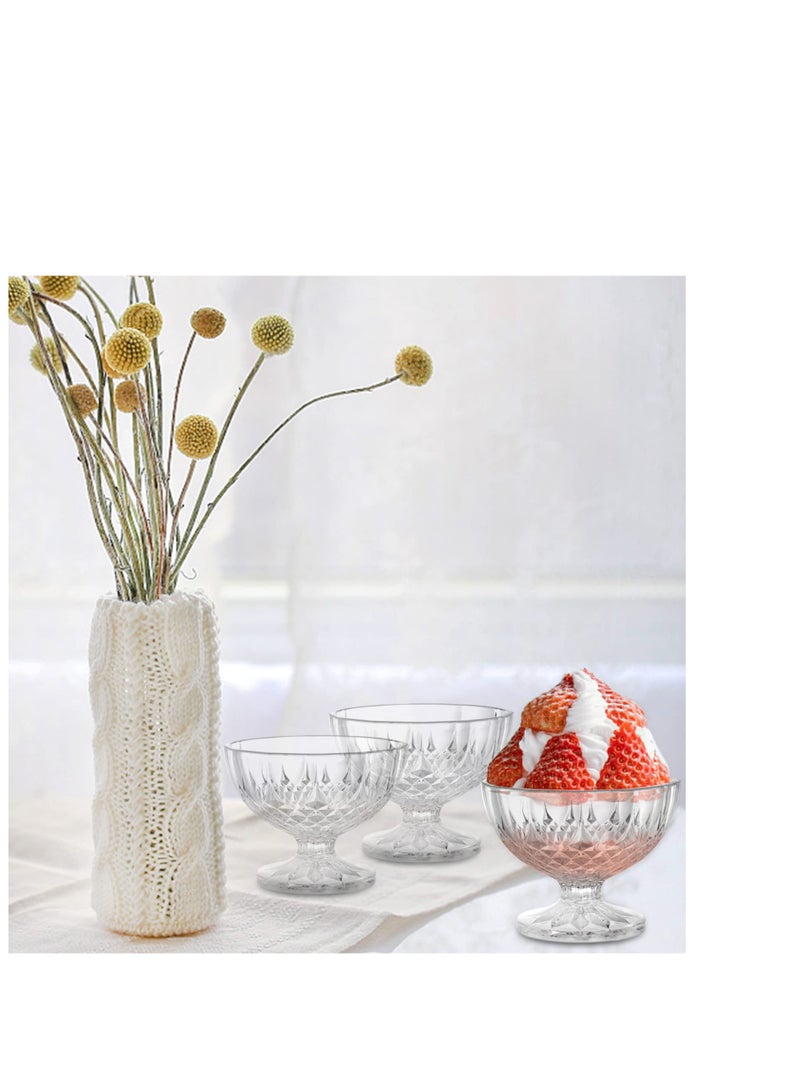 SOLARAE Acrylic Ice Cream Bowl, 6 Pack Dessert Bowls, Serving Bowls, Clear Footed Dessert Cup, Small Cute Footed Tulip Clear Dessert Cups, Reusable Parfait Appetizer Cup, for Dessert, Ice Cream, Pudding - Image 2