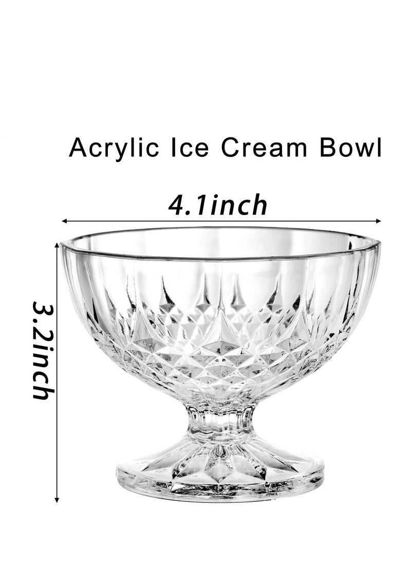 SOLARAE Acrylic Ice Cream Bowl, 6 Pack Dessert Bowls, Serving Bowls, Clear Footed Dessert Cup, Small Cute Footed Tulip Clear Dessert Cups, Reusable Parfait Appetizer Cup, for Dessert, Ice Cream, Pudding - Image 5