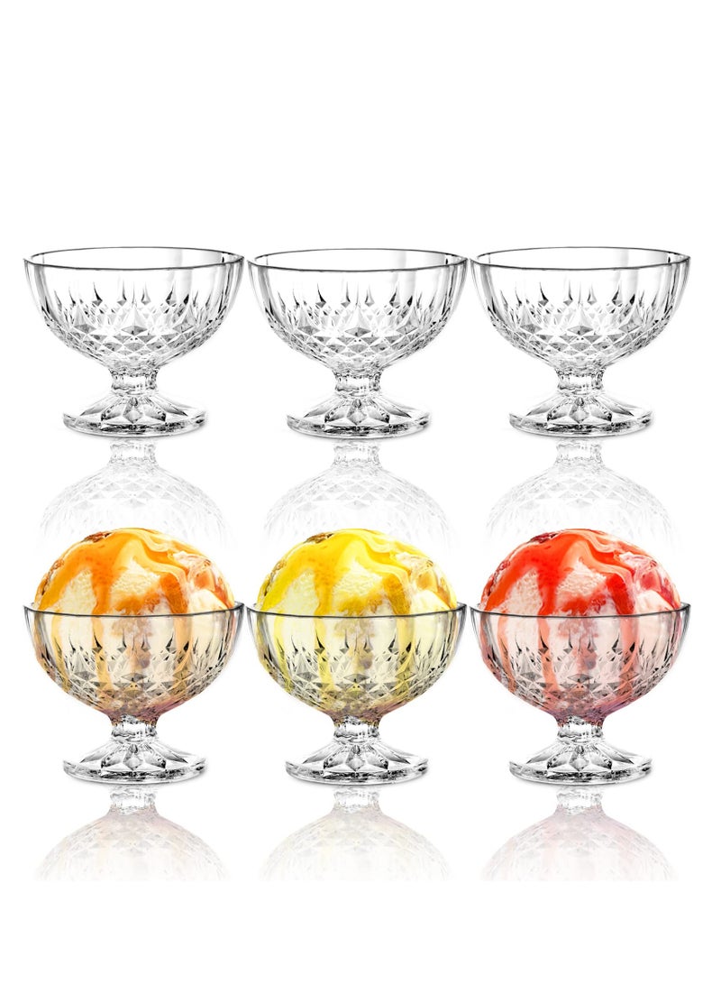 SOLARAE Acrylic Ice Cream Bowl, 6 Pack Dessert Bowls, Serving Bowls, Clear Footed Dessert Cup, Small Cute Footed Tulip Clear Dessert Cups, Reusable Parfait Appetizer Cup, for Dessert, Ice Cream, Pudding - Image 1