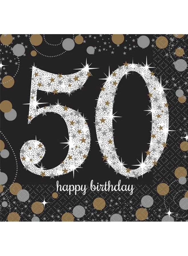 Amscan Sparkling Celebration 50 Party Napkins 5" X 5" ; Pack Of 16 - Image 1