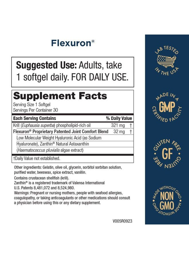 Purity Products Flexuron Joint Formula 3X Better Than Glucosamine and Chondroitin - Starts Working in just 7 Days - Krill Oil, Low Molecular Weight Hyaluronic Acid, Astaxanthin - 30 Count (1)  - Image 2