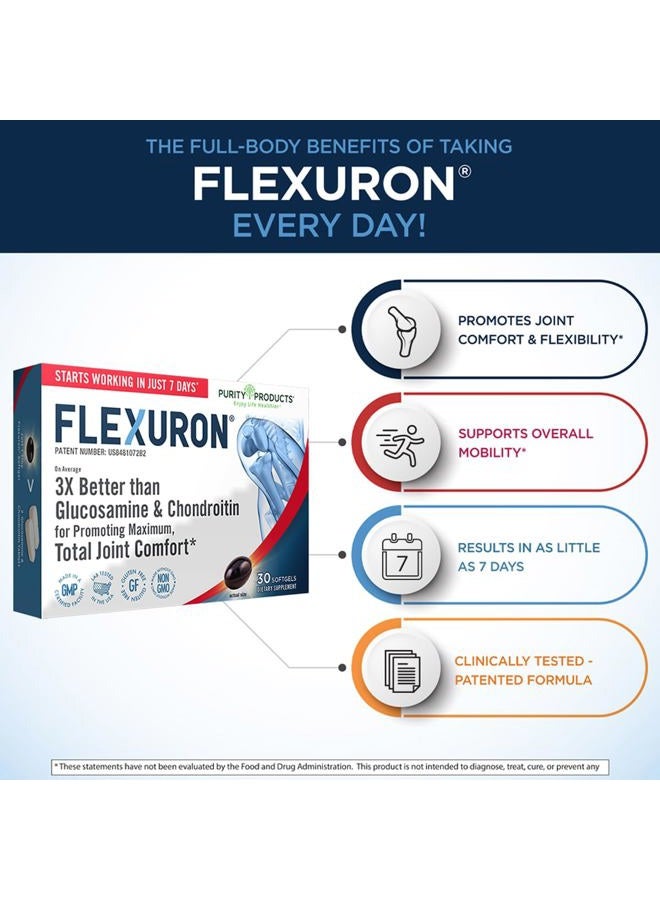 Purity Products Flexuron Joint Formula 3X Better Than Glucosamine and Chondroitin - Starts Working in just 7 Days - Krill Oil, Low Molecular Weight Hyaluronic Acid, Astaxanthin - 30 Count (1)  - Image 3