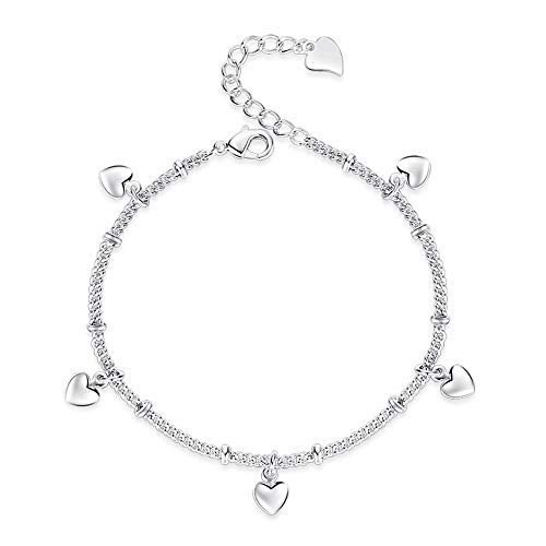 kelistom 925 Sterling Silver Bracelets for Women, Love Heart Charm Chain Bracelet Bangle Fashion Jewelry Gifts - Image 1