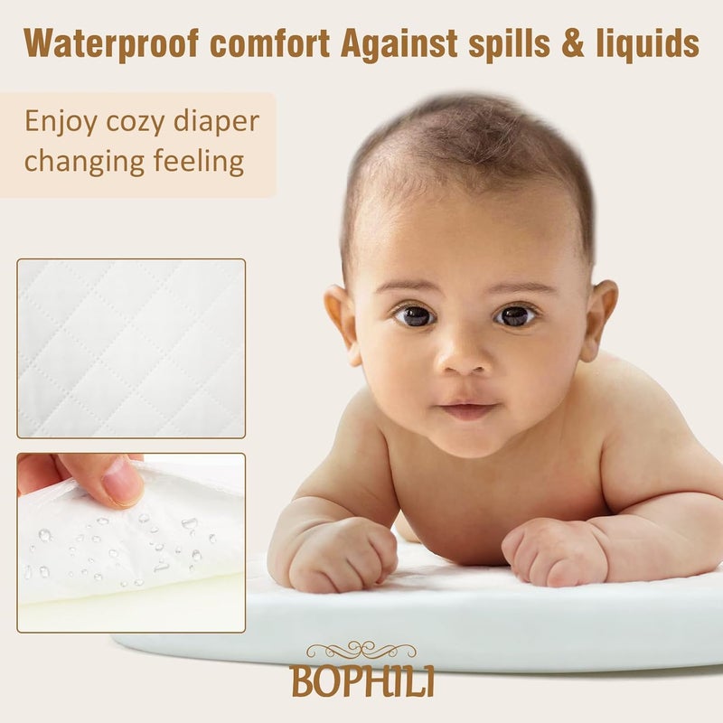 BOPHILI Baby Changing Basket wFoldable Baby Changing Pad and Waterpoof Cover Premium Handmade Cotton Rope Reinforced Moses Baskets Changing Table Topper Builtin Security Strap Warm Brown - Image 5