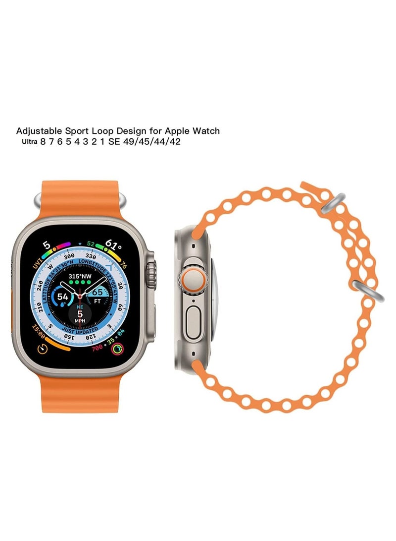 MYK Silicone Strap Wavy Strap Compatible with 49MM/45MM/44MM/42MM Ult Strap Series Orange - Image 3