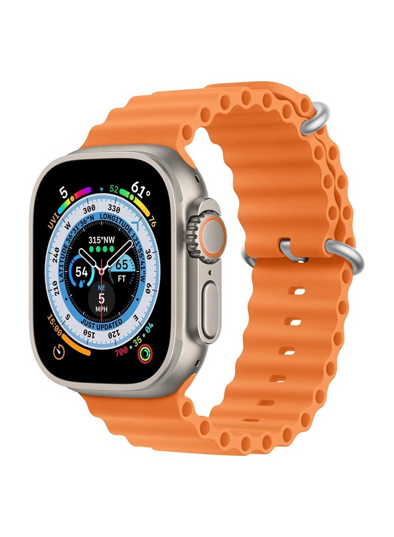 MYK Silicone Strap Wavy Strap Compatible with 49MM/45MM/44MM/42MM Ult Strap Series Orange - Image 1