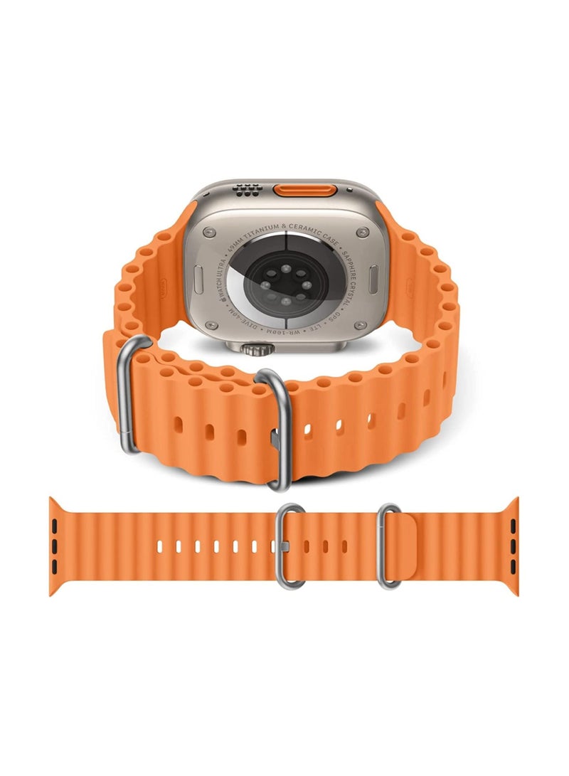 MYK Silicone Strap Wavy Strap Compatible with 49MM/45MM/44MM/42MM Ult Strap Series Orange - Image 2