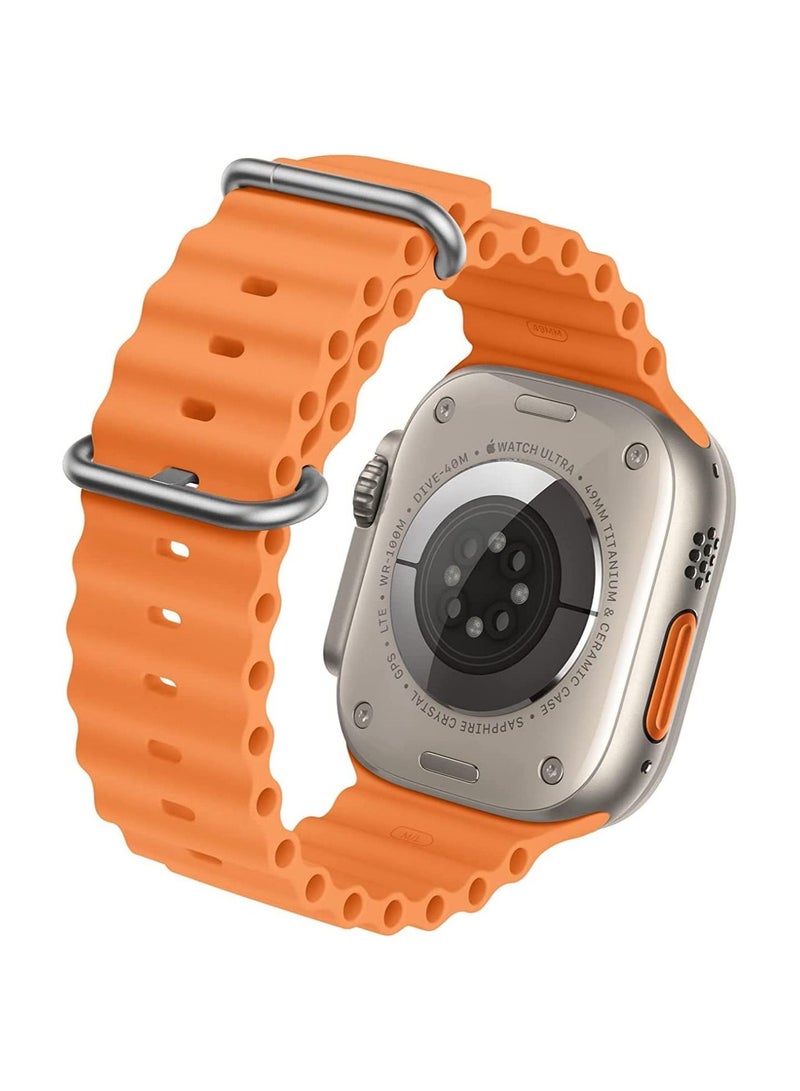 MYK Silicone Strap Wavy Strap Compatible with 49MM/45MM/44MM/42MM Ult Strap Series Orange - Image 4