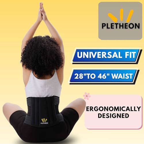 PLETHEON Lumbo Sacral Lumbar Support Belt Black for Men & Women | Lower Back & Spine Support Brace | Fit From 30 to 46 Inch Waist - Image 3