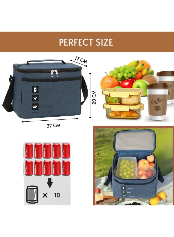 VIO Thermal Lunch Bag Cooler Insulated Lunch Box Tote Reusable Leakproof Food Storage Bag Large Capacity Meal Carrier for Work School Office Travel Picnic Beach Hiking Lunch Container for Men Women Kids Adults with Adjustable Shoulder Strap Lunch Cooling Tote Bento Box Organizer Waterproof Lunch Bag for Snacks and Drinks Multipurpose Hot and Cold Food Carrier Fruit Snacks Box 27X17X20 CM - Image 4