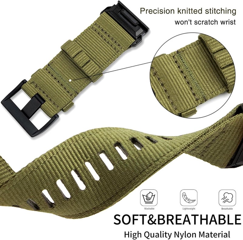 Abanen Rugged Nylon Watch Bands for Garmin Fenix 7X / Fenix 6X / Fenix 5X/Enduro 2, Quick Fit 26mm Adjustable Woven Nylon Sports Wrist Strap with Stainless Steel Clasp for Tactix 7 Pro, epix Pro 51mm - Image 3