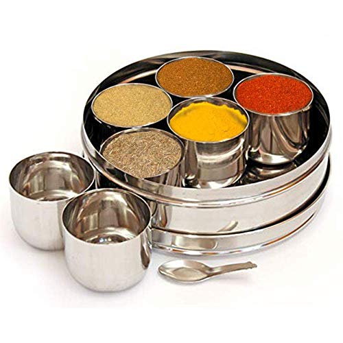 YADNESH Stainless Steel Masala Dabba Spice Box,Spice Masala Dabba 7 Compartments, Indian Spice Box, Kitchen Spice Box, Spice Box Masala Dabba - masala box,Spice Storage Containers, Storage Masala - Image 1