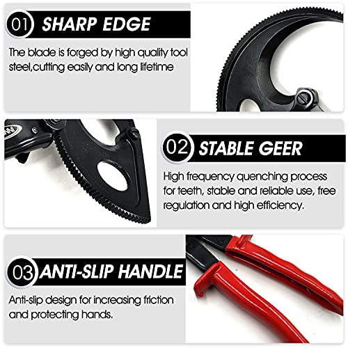 INNETOC Aluminum Copper Ratchet Cable Cutters,Wire Cutters for Cutting electrical wire as Ratcheting Wire Cut Hand Tool(400mm2) - Image 3