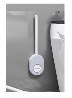 Spaceshoop Toilet Brushes Toilet Brush Household No Dead Angle Set Wall-Mounted Toilet Silicone Head Toilet Brush with Base Bathroom Cleaning Toilet Brushes  - Image 1