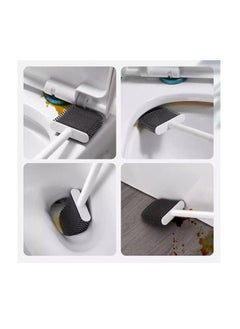 Spaceshoop Toilet Brushes Toilet Brush Household No Dead Angle Set Wall-Mounted Toilet Silicone Head Toilet Brush with Base Bathroom Cleaning Toilet Brushes  - Image 5