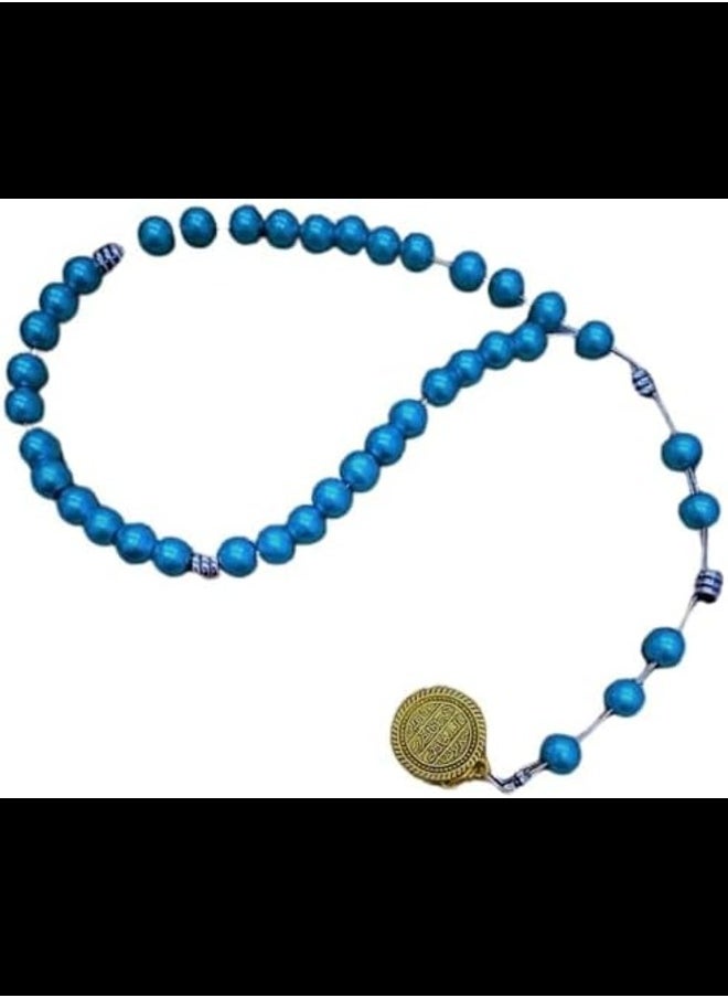 tag Islamic Rosary 33 turquoise beads unisex bracelet with a gold pendant  - Image 1