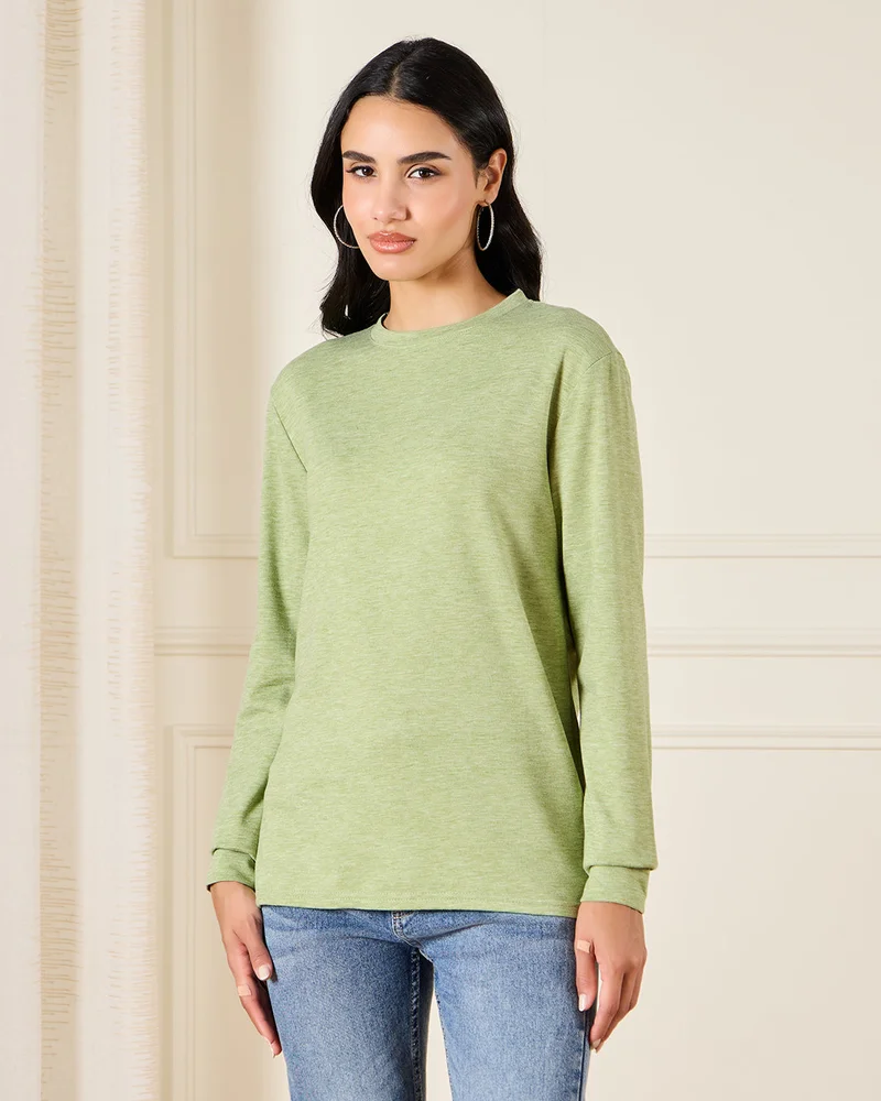 REDTAG Women Green Basic T-Shirt