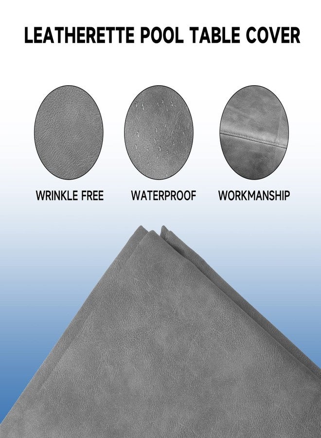 GSE Games & Sports Expert Billiard Pool Table Covers, 7'/8'/9' Waterproof & Tearproof Heavy Duty Leatherette Pool Table Covers (Several Colors Available, Grey - 8ft) - Image 3