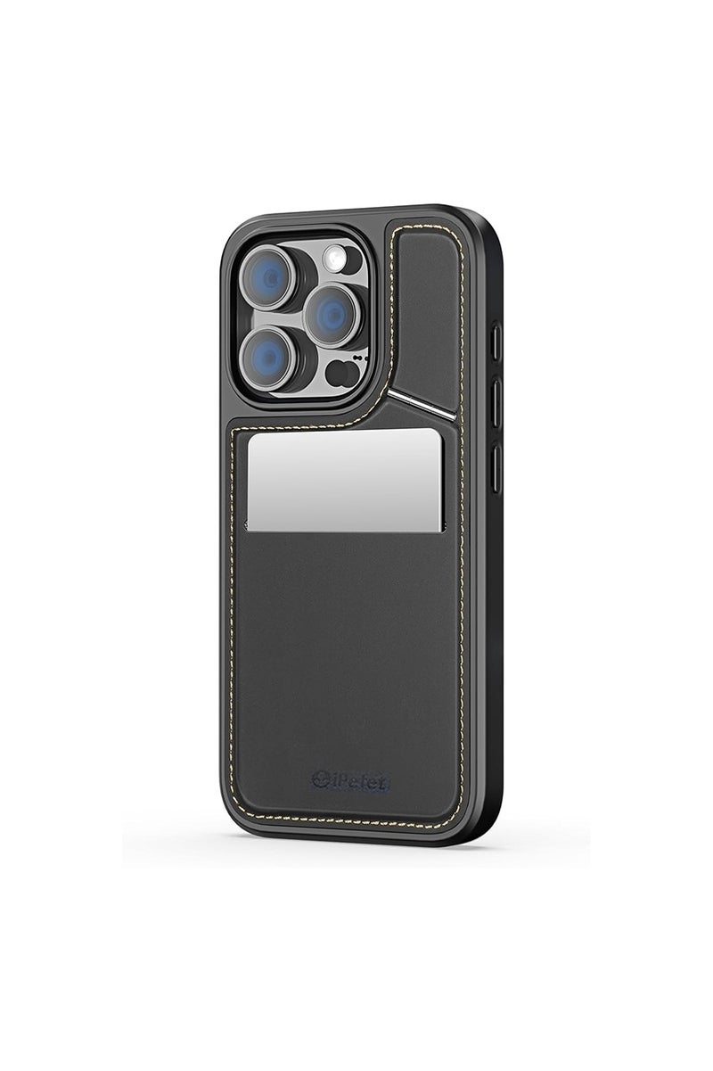 iPEFET PU Leather Case for iPhone 16 Pro Max with Built-in Card Holder and Shock Protection - Image 1
