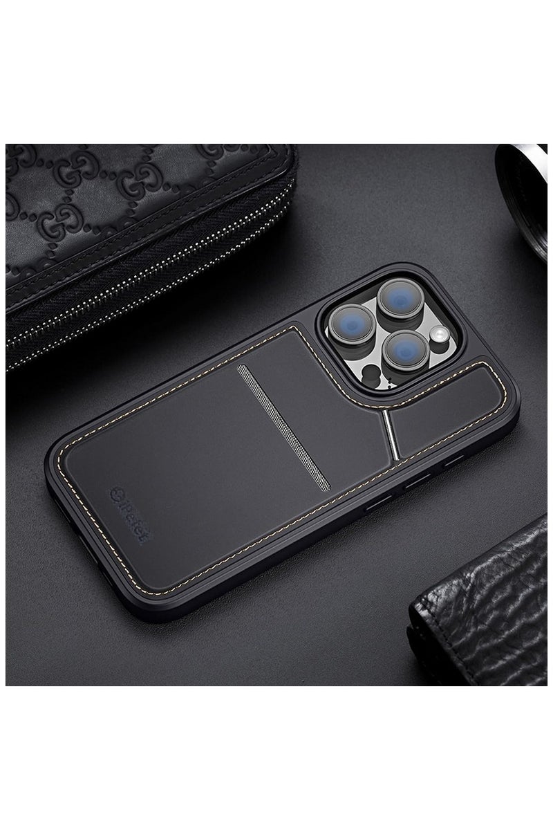 iPEFET PU Leather Case for iPhone 16 Pro Max with Built-in Card Holder and Shock Protection - Image 4