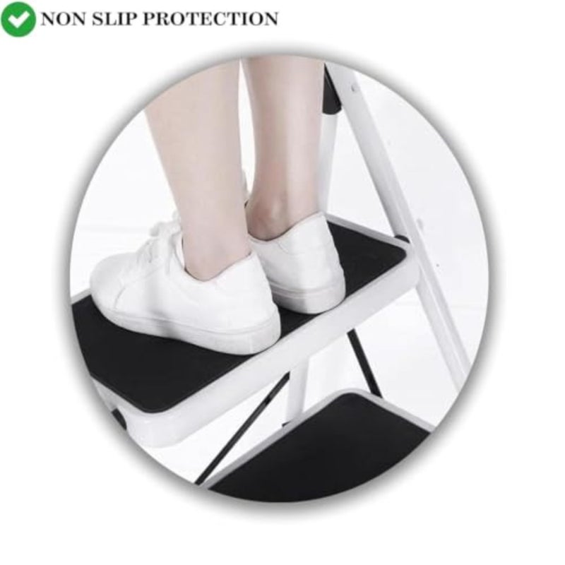 6 Step Foldable Ladder, Home and Garden, White, Stainless Steel - Image 2